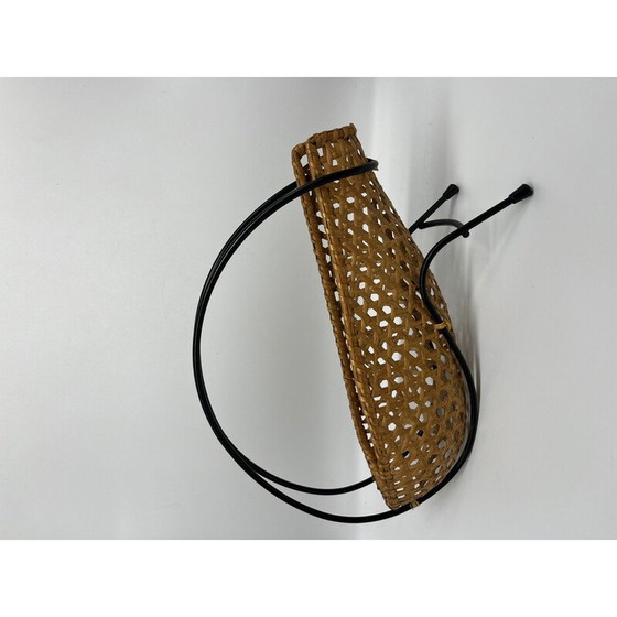 Image 1 of Porte-bouteille vintage en osier et métal, 1950