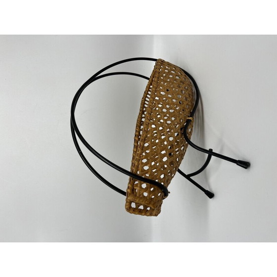 Image 1 of Porte-bouteille vintage en osier et métal, 1950