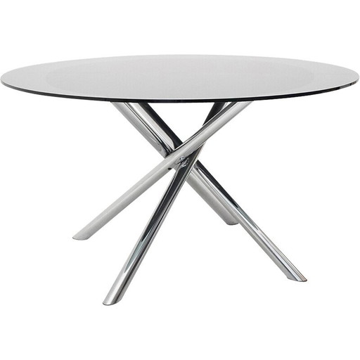 Table vintage avec plateau circulaire en verre par Carlo Bartoli pour D70, 1970