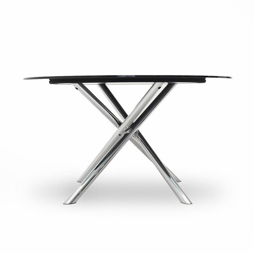Table vintage avec plateau circulaire en verre par Carlo Bartoli pour D70, 1970