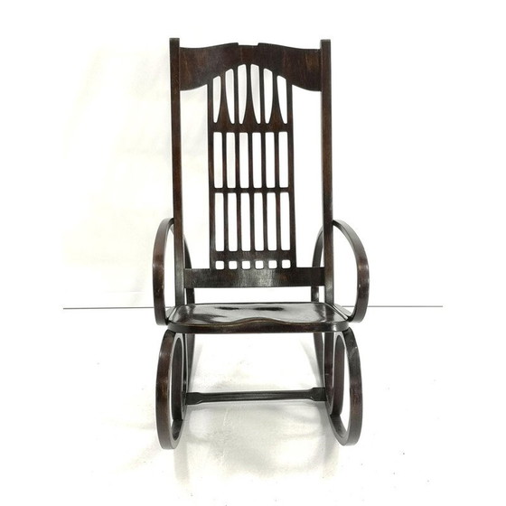 Image 1 of Fauteuil à bascule vintage en bois courbé par Gustav Siegel pour Jacob & Josef Kohn, 1910s