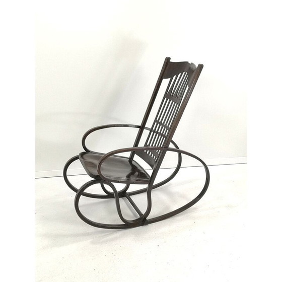 Image 1 of Fauteuil à bascule vintage en bois courbé par Gustav Siegel pour Jacob & Josef Kohn, 1910s