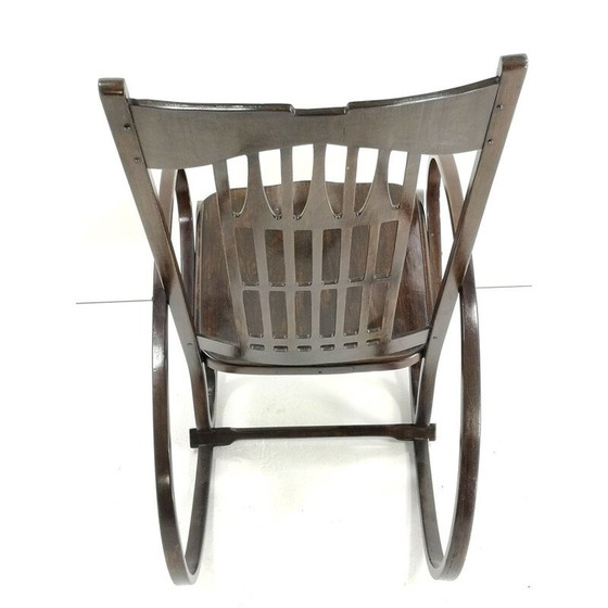 Image 1 of Fauteuil à bascule vintage en bois courbé par Gustav Siegel pour Jacob & Josef Kohn, 1910s