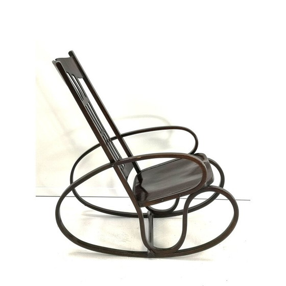 Image 1 of Fauteuil à bascule vintage en bois courbé par Gustav Siegel pour Jacob & Josef Kohn, 1910s