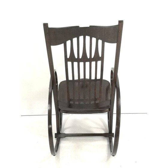 Image 1 of Fauteuil à bascule vintage en bois courbé par Gustav Siegel pour Jacob & Josef Kohn, 1910s