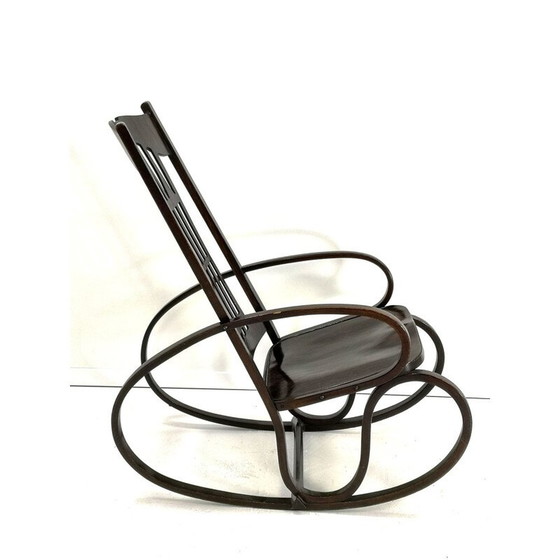 Image 1 of Fauteuil à bascule vintage en bois courbé par Gustav Siegel pour Jacob & Josef Kohn, 1910s