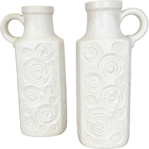 Paire de vases à lave grasse en poterie Jura 482-28 de Scheurich, Allemagne, années 1970