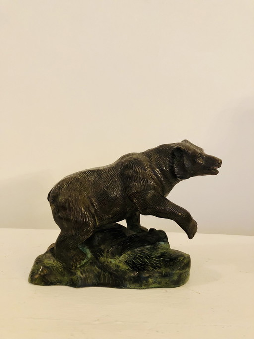 Sculpture Ancienne Ours En Bronze 