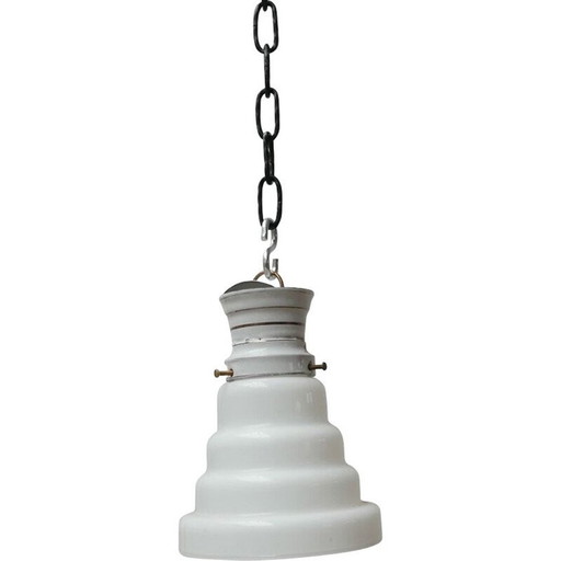 Lampe suspendue vintage en verre opale, Allemagne 1930