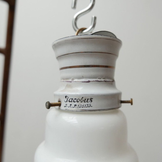 Image 1 of Lampe suspendue vintage en verre opale, Allemagne 1930