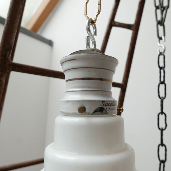 Image 1 of Lampe suspendue vintage en verre opale, Allemagne 1930