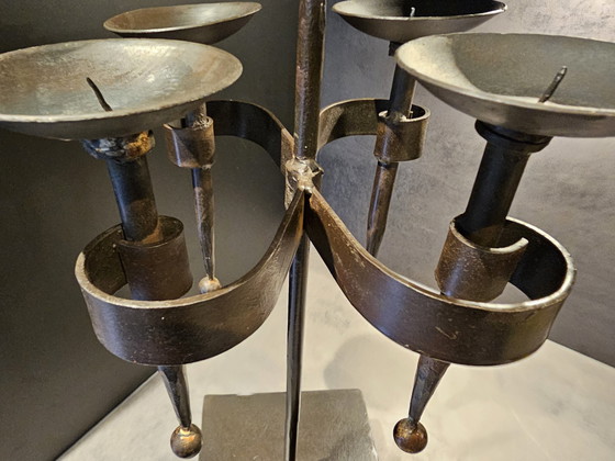 Image 1 of Chandelier brutaliste, Fer forgé