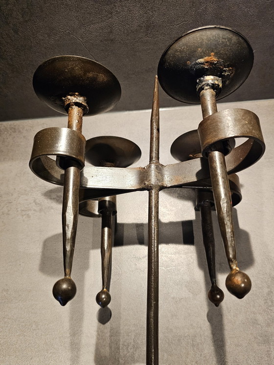 Image 1 of Chandelier brutaliste, Fer forgé