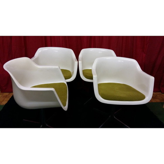 Image 1 of Ensemble de 4 fauteuils vintage en plastique et tissu par Albert Jacob pour Grosfillex, 1970