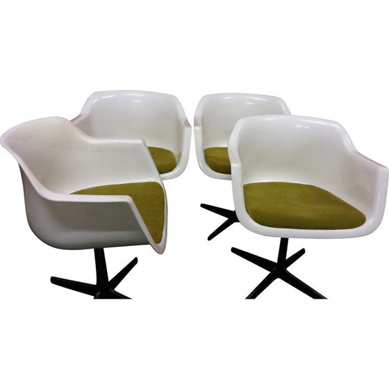 Image 1 of Ensemble de 4 fauteuils vintage en plastique et tissu par Albert Jacob pour Grosfillex, 1970