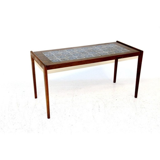 Table basse vintage en céramique et bois de rose, Danemark 1960