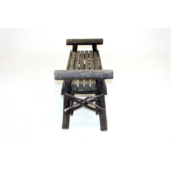 Image 1 of Banc vintage brutaliste en bois, Suède 1970