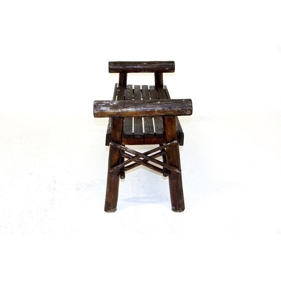 Image 1 of Banc vintage brutaliste en bois, Suède 1970