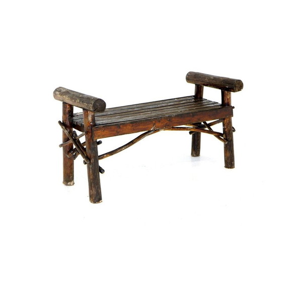 Image 1 of Banc vintage brutaliste en bois, Suède 1970