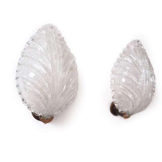 Image 1 of Paire d'appliques vintage en verre de Murano par Barovier et Toso, Italie 1960
