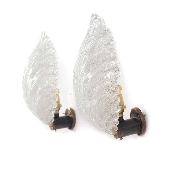 Image 1 of Paire d'appliques vintage en verre de Murano par Barovier et Toso, Italie 1960