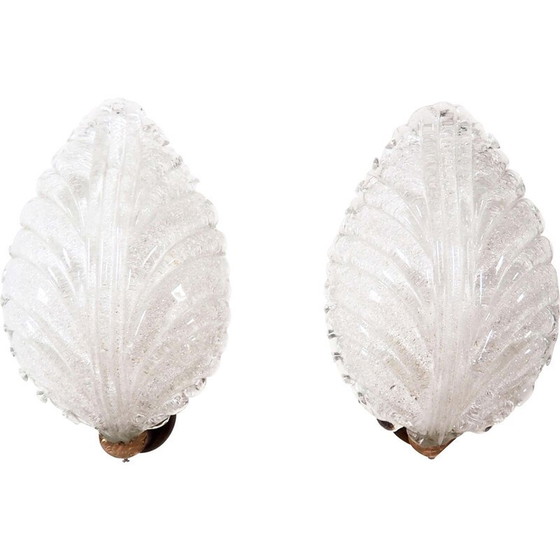 Image 1 of Paire d'appliques vintage en verre de Murano par Barovier et Toso, Italie 1960
