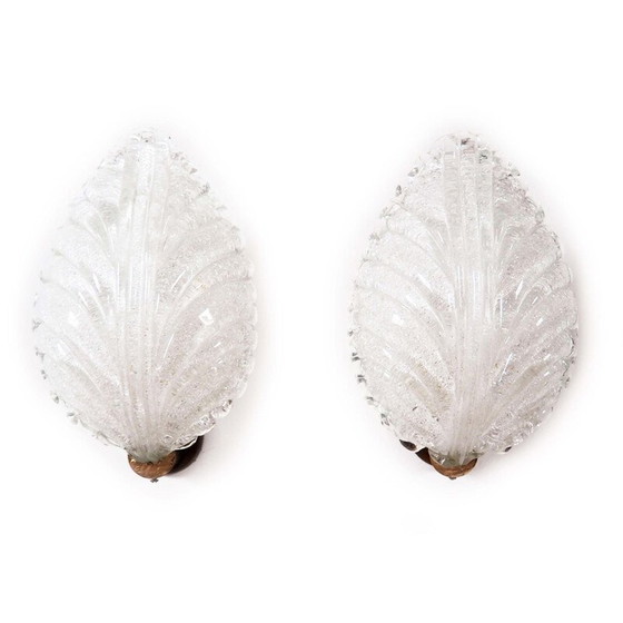 Image 1 of Paire d'appliques vintage en verre de Murano par Barovier et Toso, Italie 1960