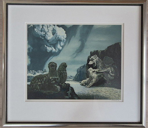 Carel Willink Le cri éternel Lithographie avec cadre