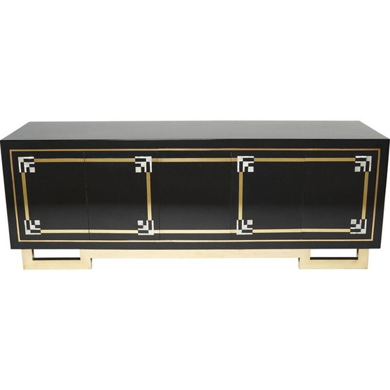 Image 1 of Buffet vintage en laque noire et laiton par Guy Lefèvre pour Maison Jansen, 1970