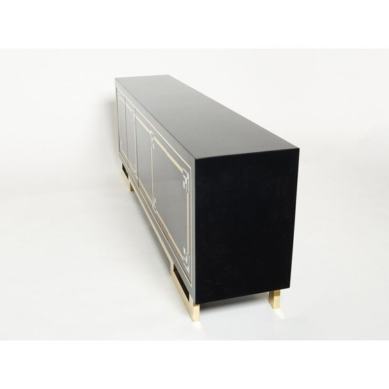 Image 1 of Buffet vintage en laque noire et laiton par Guy Lefèvre pour Maison Jansen, 1970