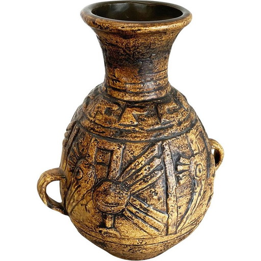 Vase vintage coloré en poterie de lave grasse "Maya Tiki" par Jasba Ceramics, Allemagne 1970