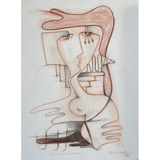 Image 1 of Peinture vintage "Sanguine" d'André Ferrand, 1998