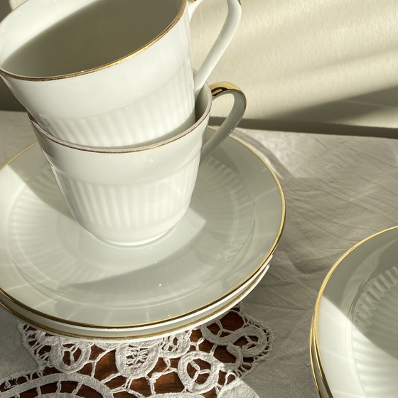 Image 1 of Lot De 6 Grandes Tasses Café Johann Seltman Vohenstraus Bavaria Porcelaine Et Dorure