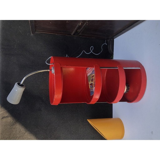 Etagère vintage en carton laqué rouge de Jean Louis Avril, 1967