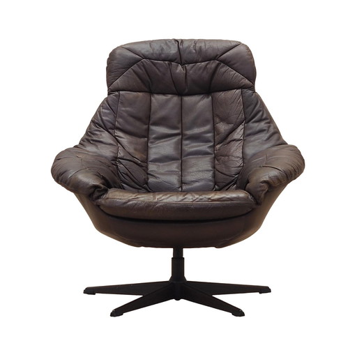 Fauteuil pivotant en cuir, Design danois, 1960S, Designer : H.W. Klein, Manufacture : Bramin