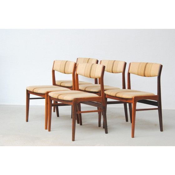 Image 1 of Ensemble de 5 chaises de salle à manger vintage en bois de rose avec tapisserie, 1970