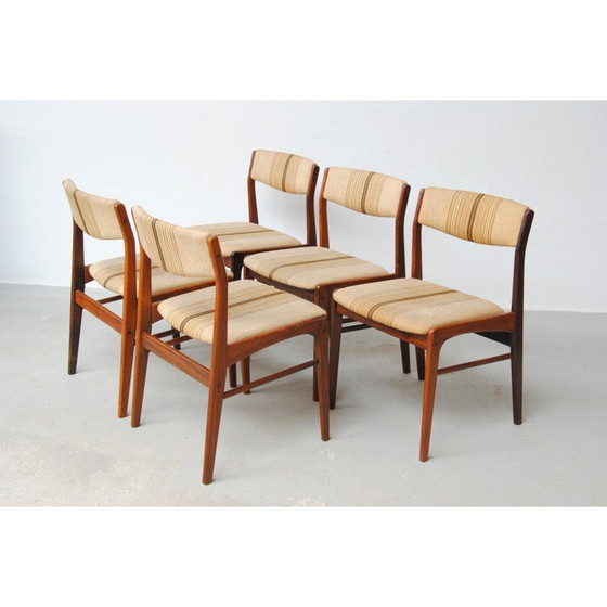 Image 1 of Ensemble de 5 chaises de salle à manger vintage en bois de rose avec tapisserie, 1970