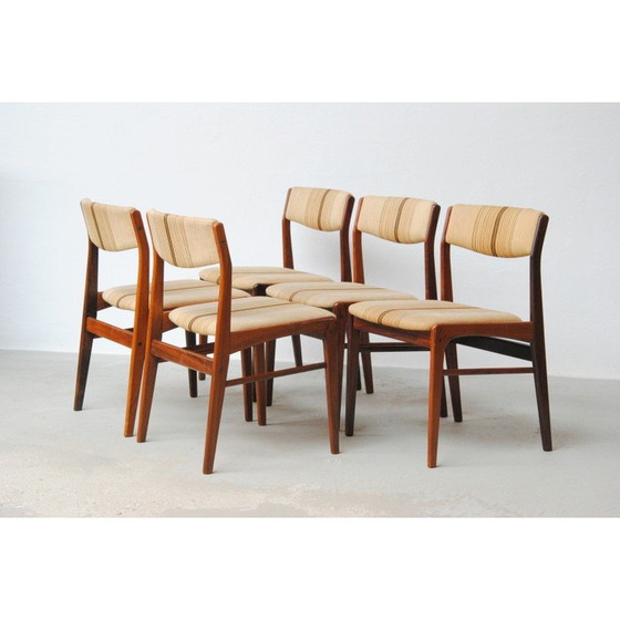 Image 1 of Ensemble de 5 chaises de salle à manger vintage en bois de rose avec tapisserie, 1970