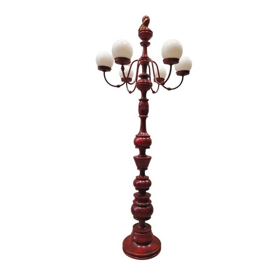 Image 1 of Lampadaire vintage en décapé rouge, France 1960