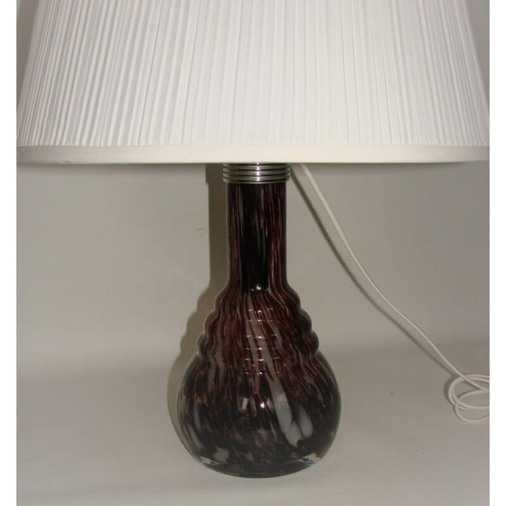 Image 1 of Lampe de chevet vintage en verre et tissu, 1980
