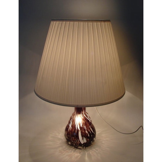 Image 1 of Lampe de chevet vintage en verre et tissu, 1980