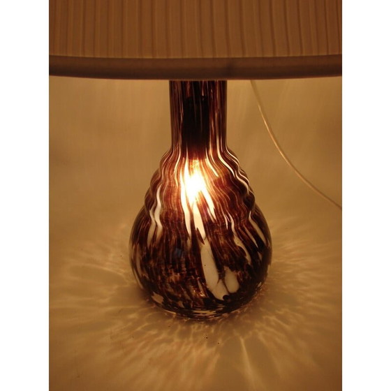 Image 1 of Lampe de chevet vintage en verre et tissu, 1980
