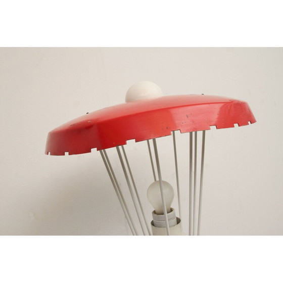 Image 1 of Lampadaire vintage en métal rouge et blanc, 1950
