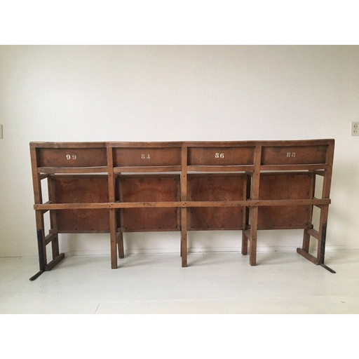 Ensemble de 4 chaises de cinéma vintage en bois de Luterma, 1940