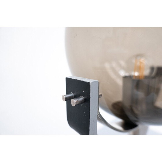 Image 1 of Lampadaire vintage italien en travertin, acier et verre, 1970