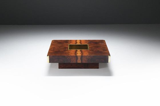 Image 1 of Stupéfiante table basse Alveo en bois d'ébène et laiton par Mario Sabot Italie.