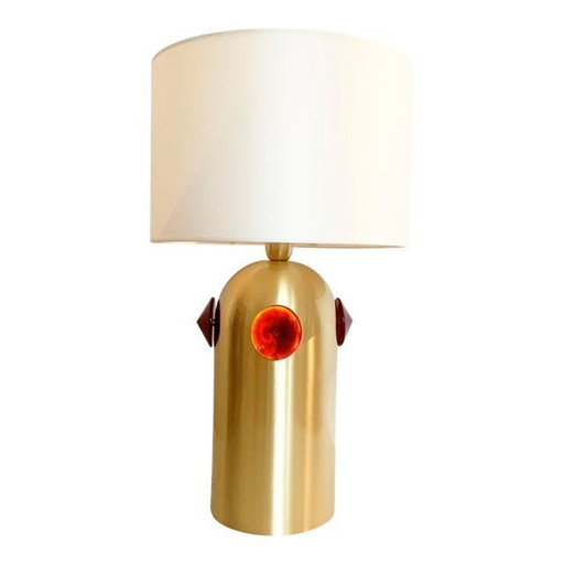 Lampe de table vintage en verre de Murano à clous rouges