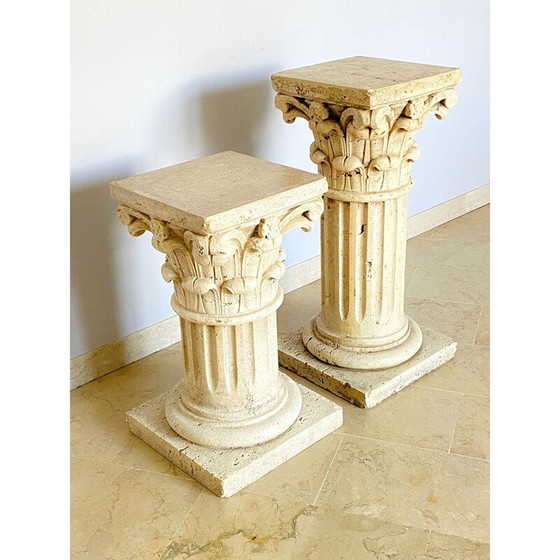 Image 1 of Colonnes en travertin vintage, Italie 1940