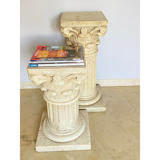 Image 1 of Colonnes en travertin vintage, Italie 1940