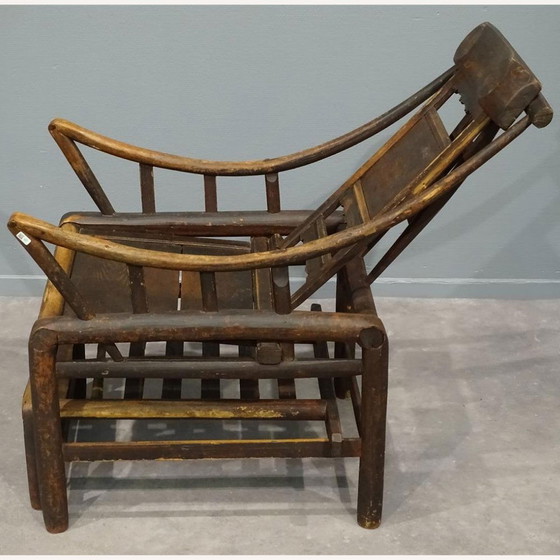 Image 1 of Ancienne chaise longue chinoise en bambou fabriquée à la main, 1860S